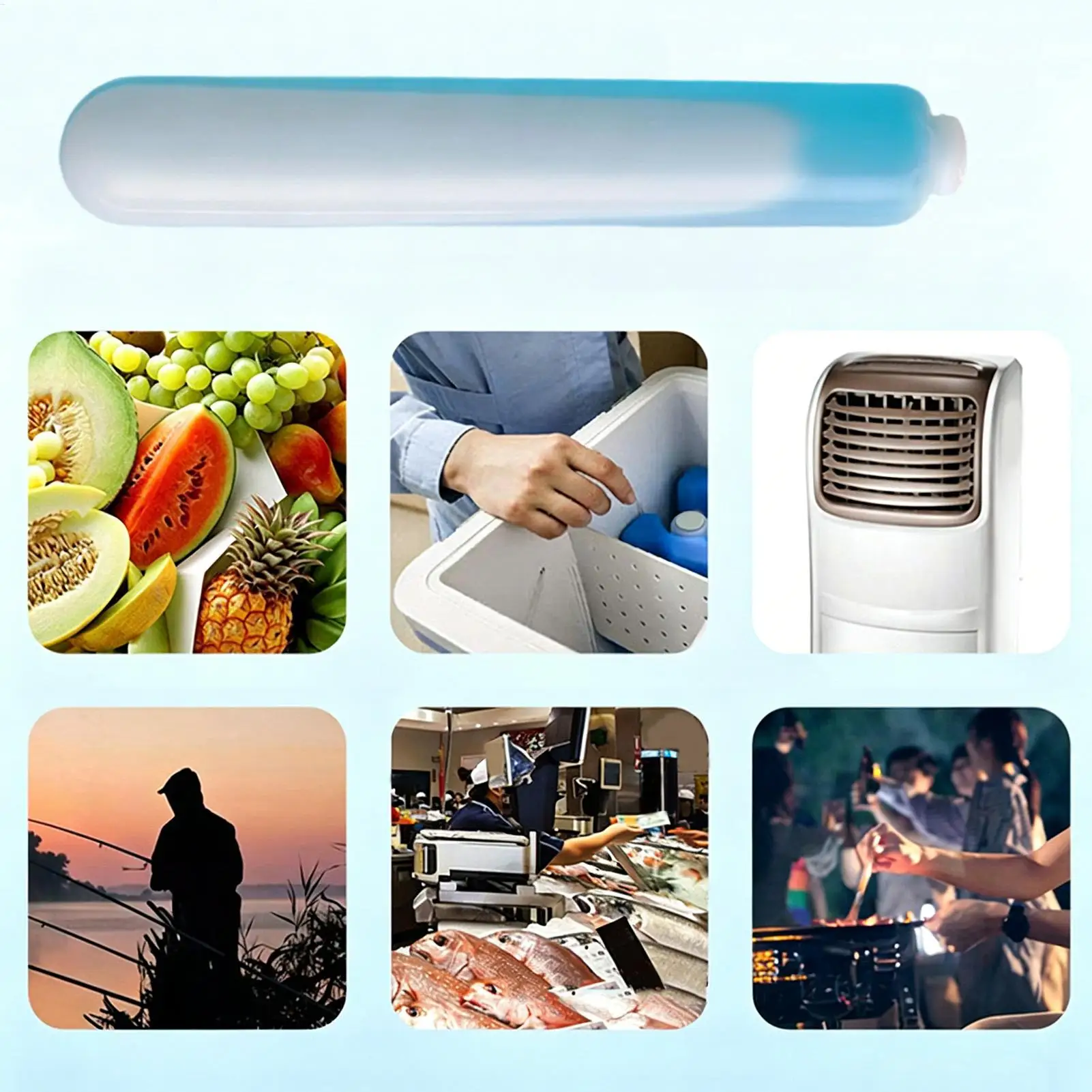 6 Pack Ice Sticks Reusable Freezable Cooling Rods No Water Refill Lunch Box Cooler Air Conditioner Fan Portable Cold Pack ﻿