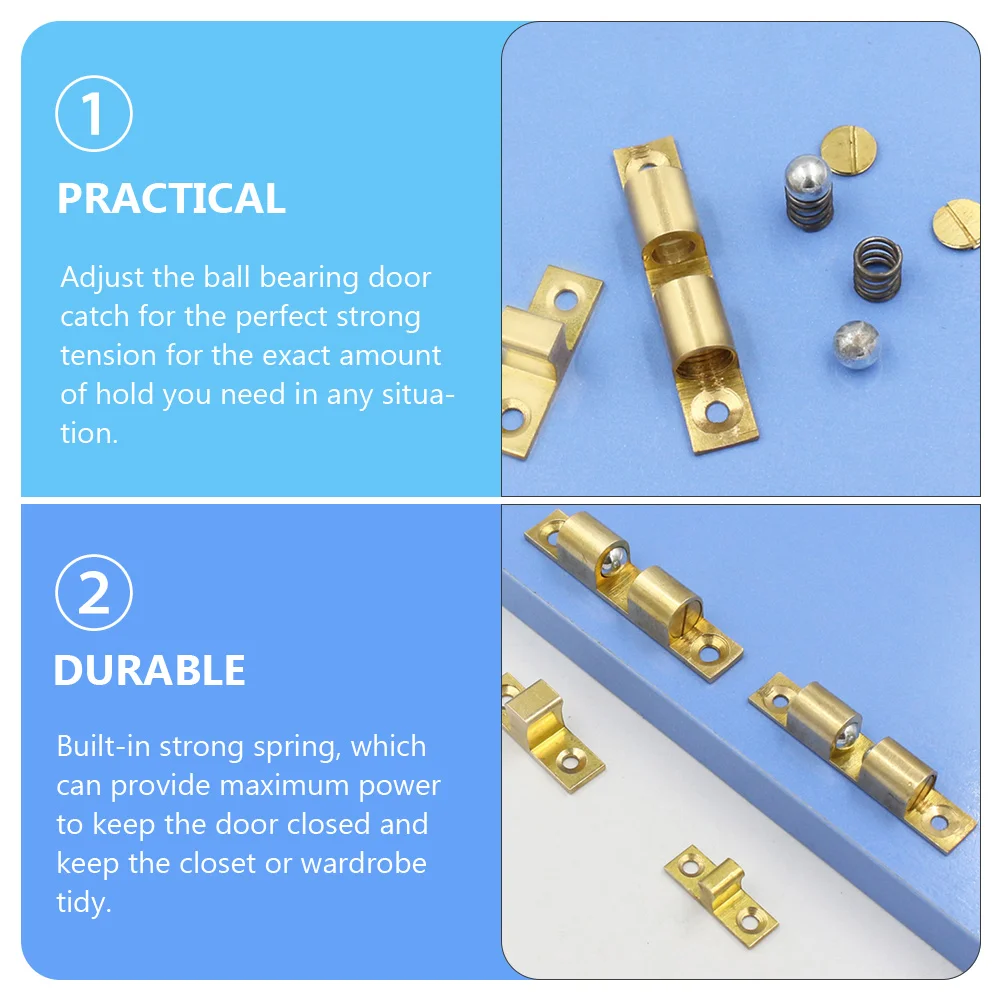 

2Pcs Copper Ball Catch -in Roller for Cabinet Door Furniture Accessories with Tension Latch Wardrobe Closet Hardware