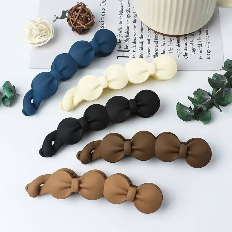 Frosted Bow Banana Clip Women Girls Hair Styling Plastic Hair Crab Clip Hair Twist Hairpins Girls Styling Headwear Accessories