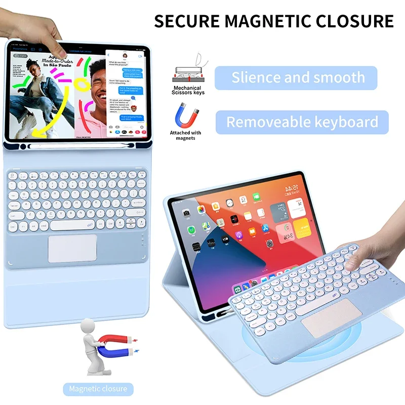 Free Mouse Touchpad Keyboard for iPad 10.2 7 8 9th Pro 10.5 Air 3 Case Pro 11 2022 Air 5 Air 4 10.9 inch 10th Gen Smart Cover