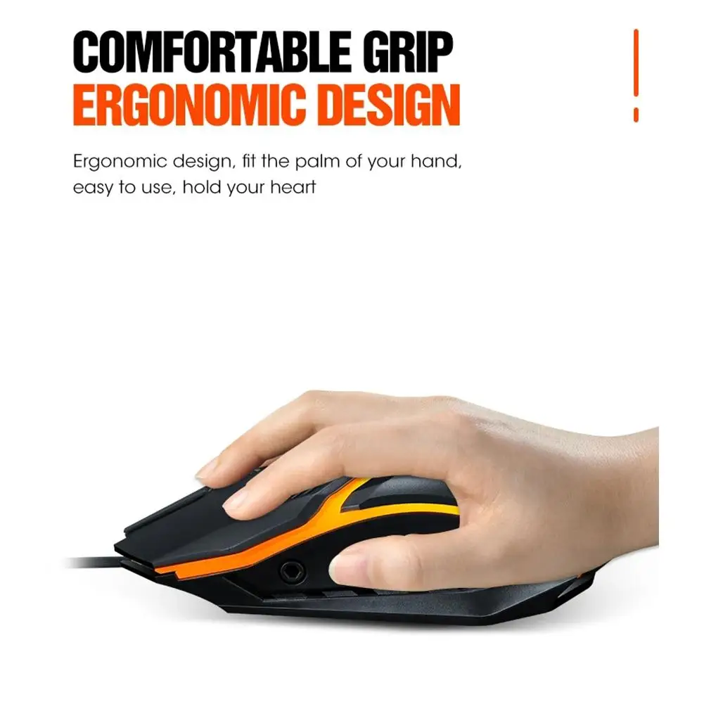 1pc 3Keys Sports LED Luminous Backlit Wired Gaming Mouse USB Wired For Desktop Laptop Mute Home Office Computer Gaming Mous A4W0