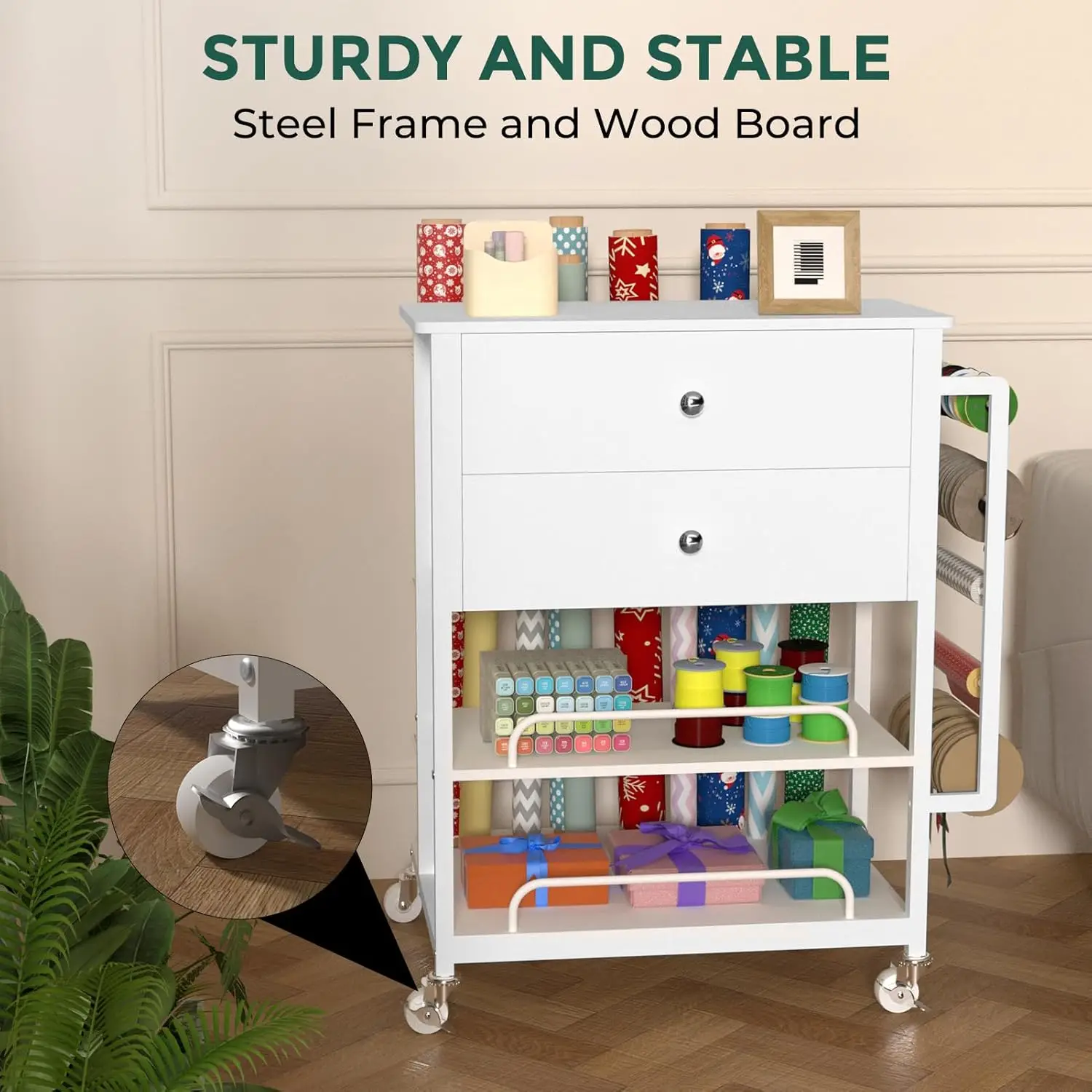 

craft organization and storage cart,gift wrap organizer storage,wrapping paper cart,wrapping station·Factory Direct Sales