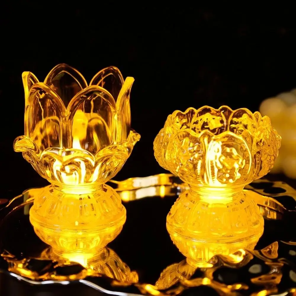 

Lotus Modeling LED Night Light Transparent Romantic Electronic Candle Lamp Relief Everlasting Light