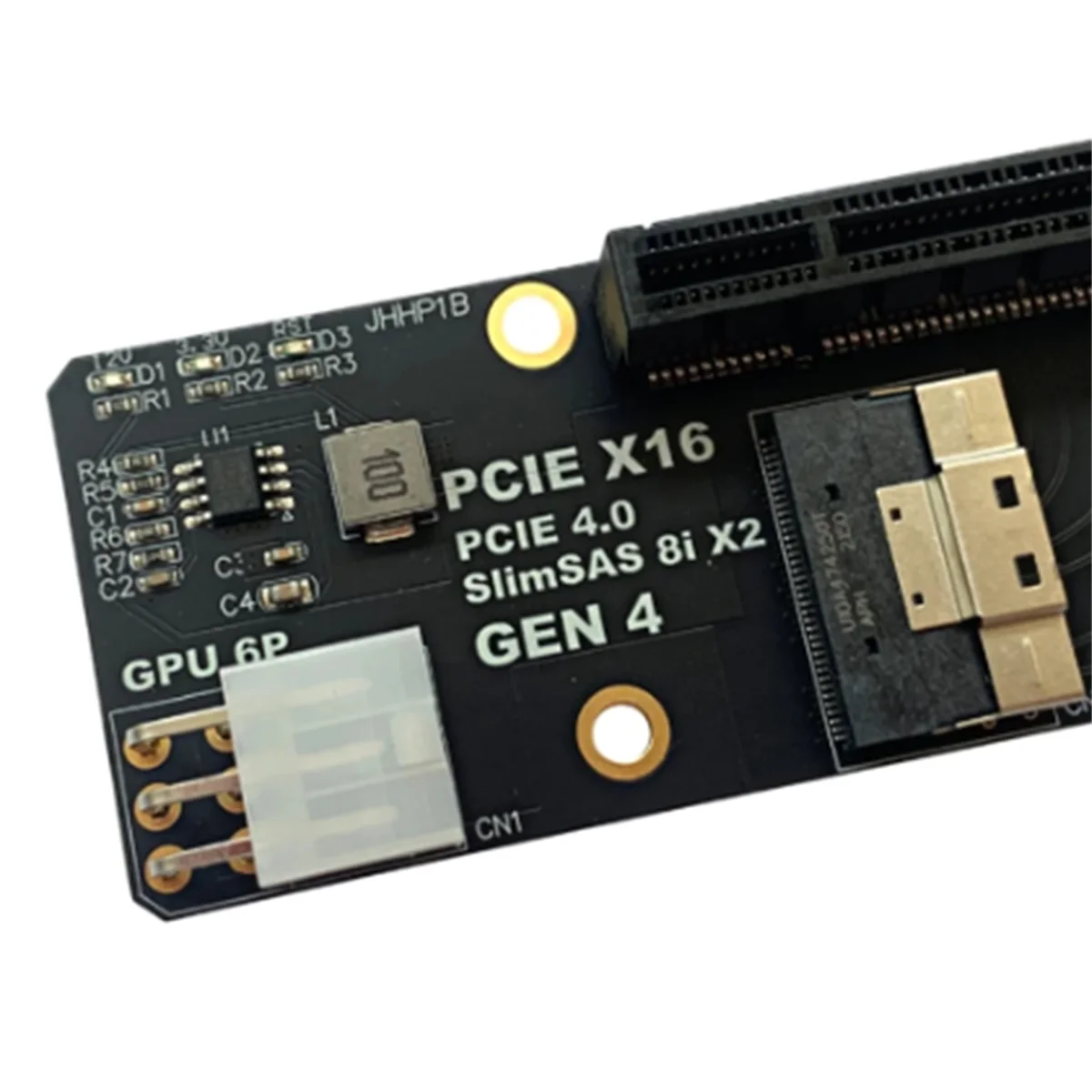 Gen4 2 Ports SlimSAS 8I X2 to PCIE 4.0 X16 Slot Adapter Board for Network Card Graphics Video Card Capture