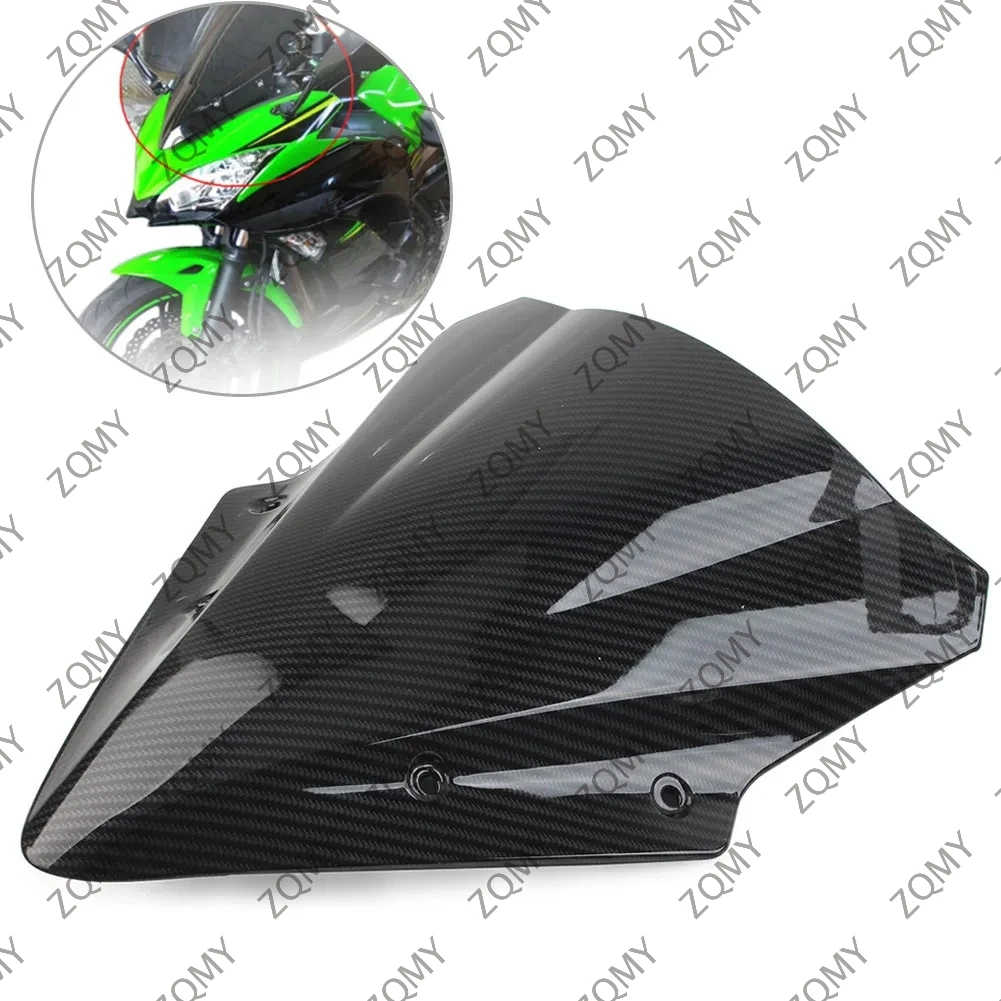 New Black Carbon Fiber ABS Motorcycle Windshield Wind Screen Shield For Kawasaki Ninja 650 EX650 ER6F 2017 2018 2019