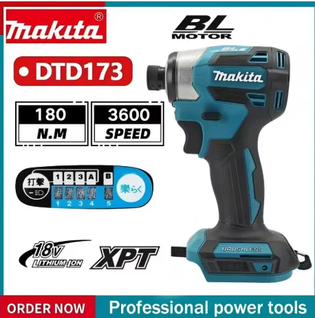 Makita DTD173 1800RPM 180Nm Cordless Impact Driver 180Nm Brushless Motor Electric Drill Wood Bolt T Mode For Makita Battery