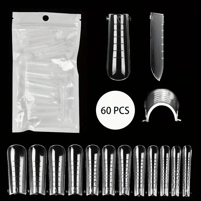 60Pcs/lot Extension False Nails Art Tips Acrylic Fake Finger UV Gel Polish Mold SculptedFullCover PressonManicures Supplies Tool