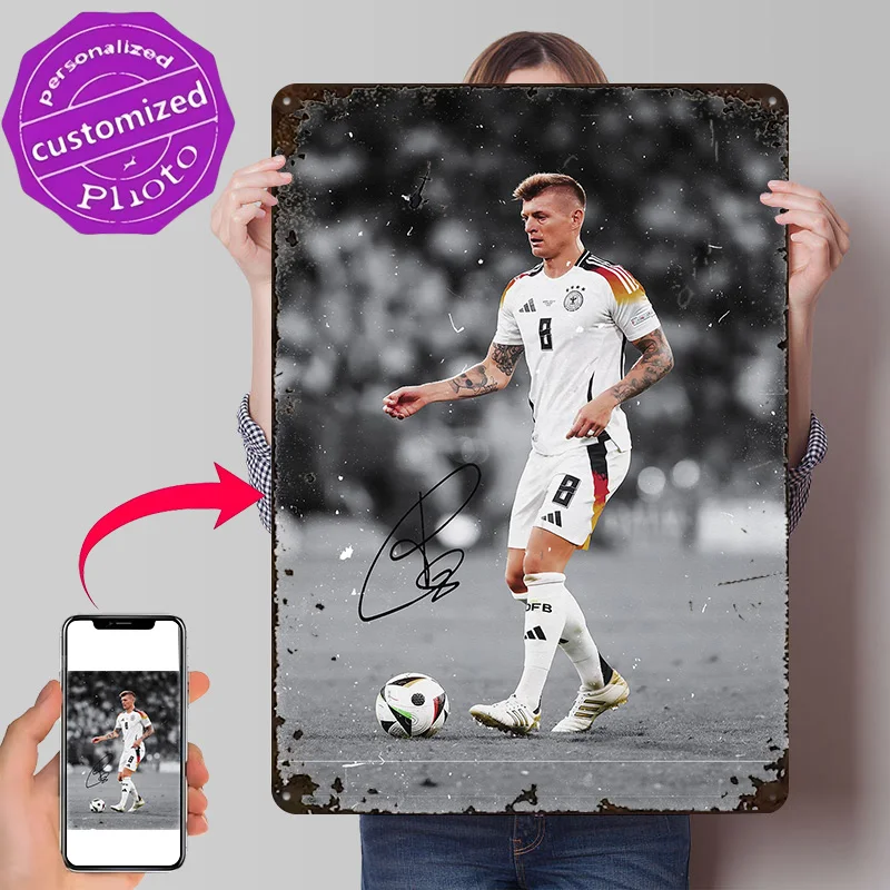 Toni Kroos Football 3D Texture Printed Poster Custom Vintage Metal Tin Plate Sign for Wall Art Decoration Garage Decorations