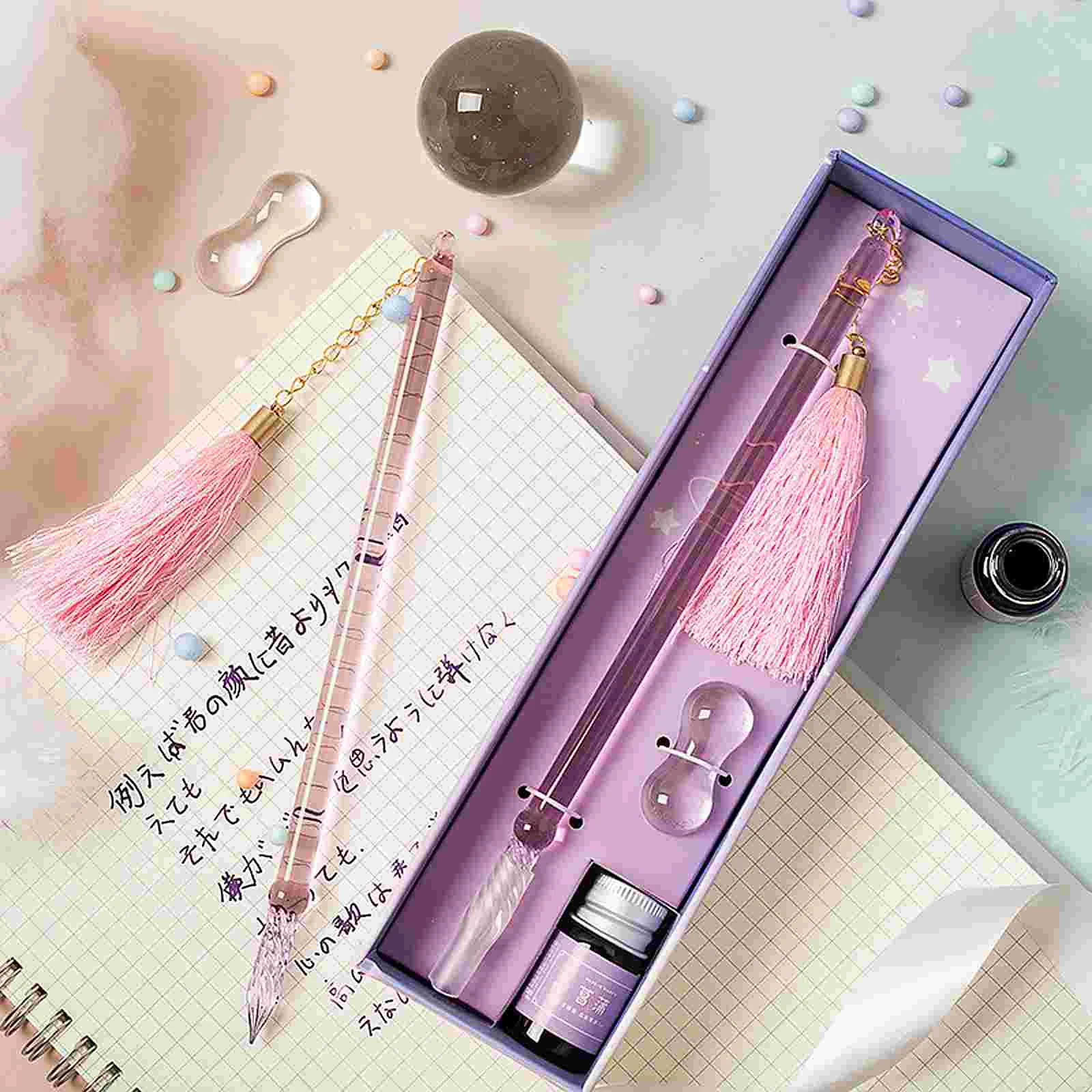 Handmade Glass Pen for Writing Tool Writting Supply Chic Dip Calligraphy Present Signature