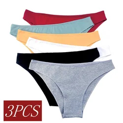 3Pcs/Set Cotton Underwear Seamless Panties Women Low Rise Briefs Female Solid Color Comfort Panty Breathable Lingerie M-XXL