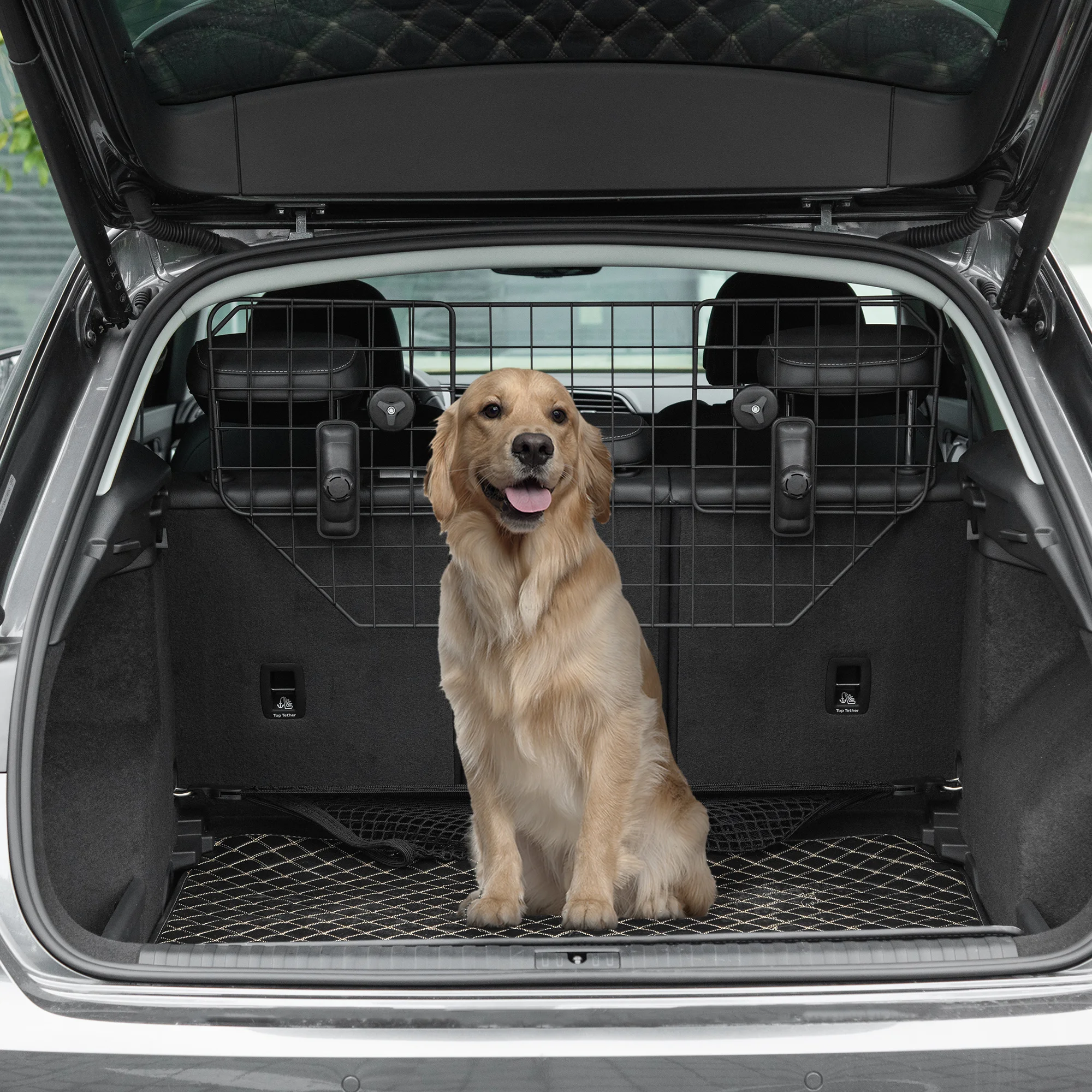 PawHut Safety Dog Grid Extendable Universal Vehicle Metal Protective Barrier 90-120x40,5 cm Black