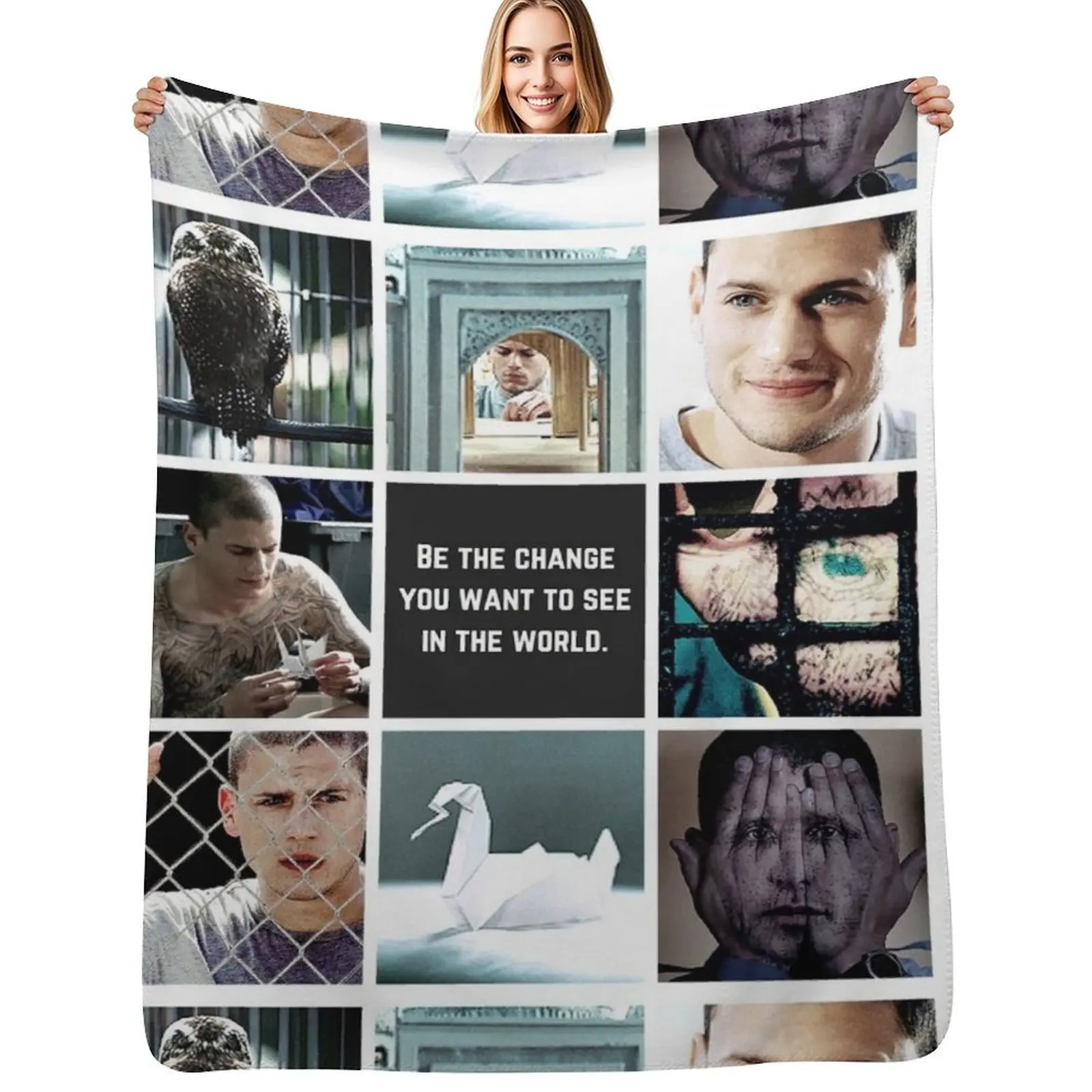 Aesthetic: Michael Scofield Throw Blanket Travel Size Cozy Blanket for Plane Train