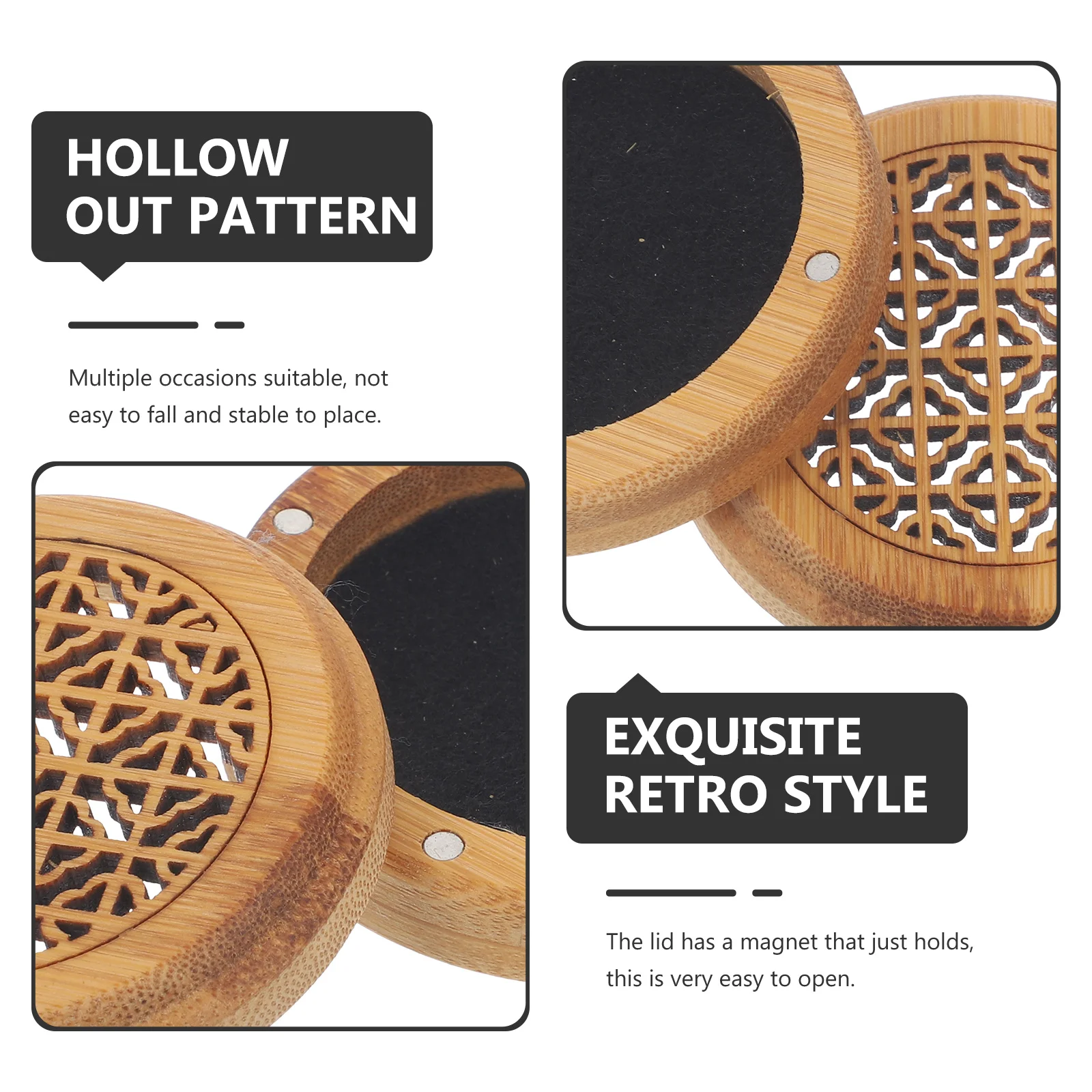 

Bamboo Coil Incense Burner Hollow Out Carved Round Magnetic Censer Stable Desktop Aromatherapy Fragrance Box Creative Home