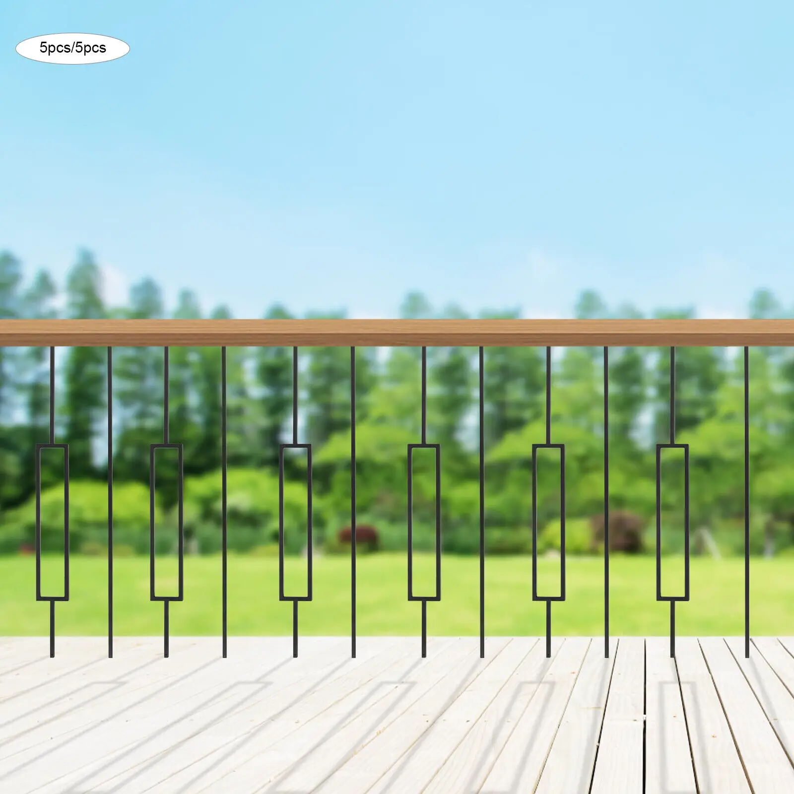 44in Staircase Garden Balconies Balusters Decorative Iron Balusters Stair Railing 44.88*4.33*3.94in