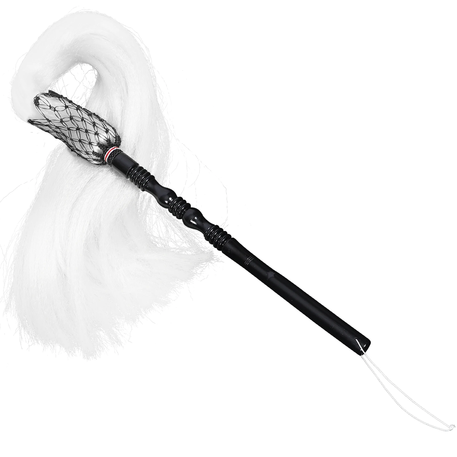 

Horsetail Whisk Ornament Black Handle Lifelike Design Desktop Decoration Taoism Martial Craft Lightweight Handheld