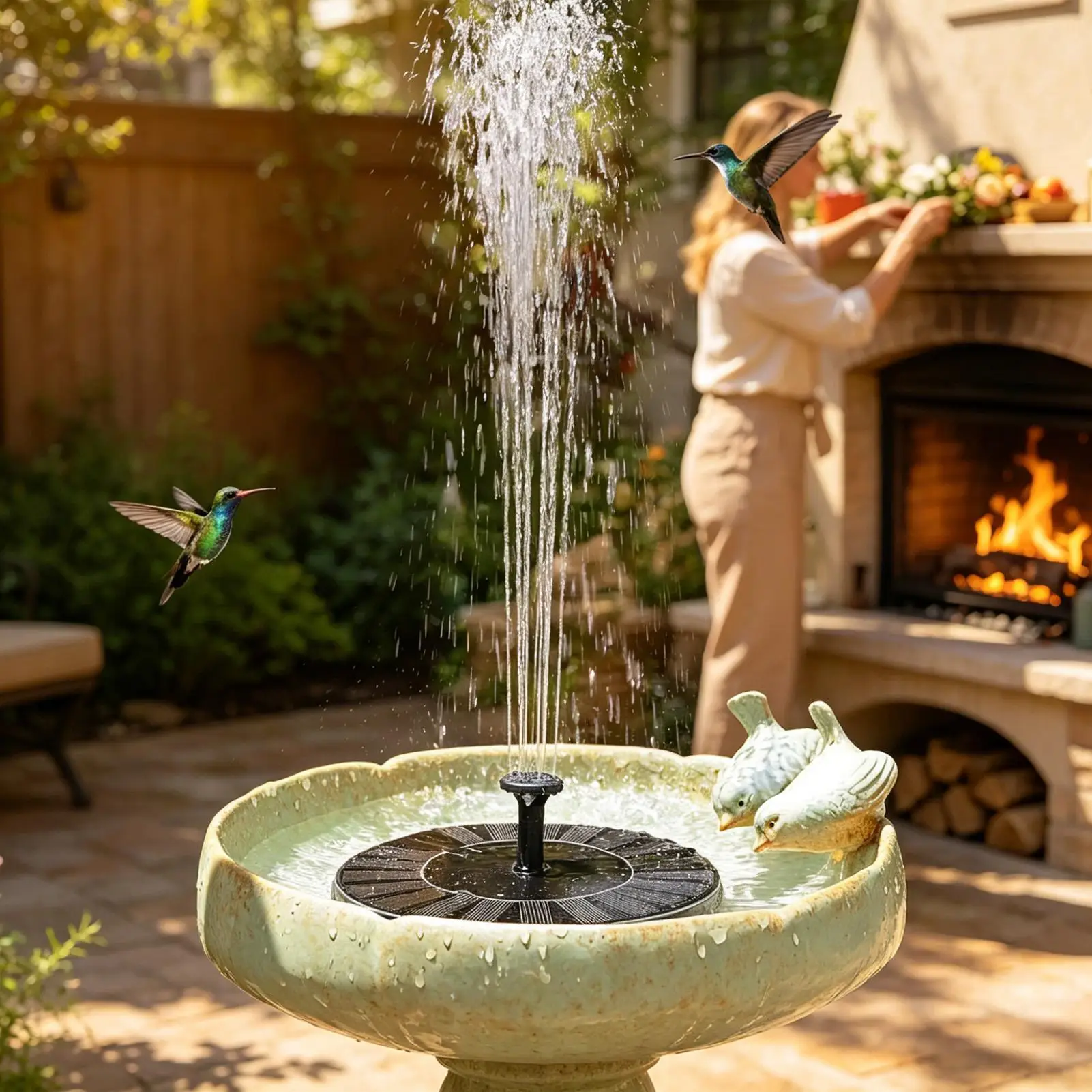 Bird Bath Solar Fountain Hummingbird Pump With Light Solar Fountain For Lawn Garden Pool Deck Patio Backyard Yard Outside Decor