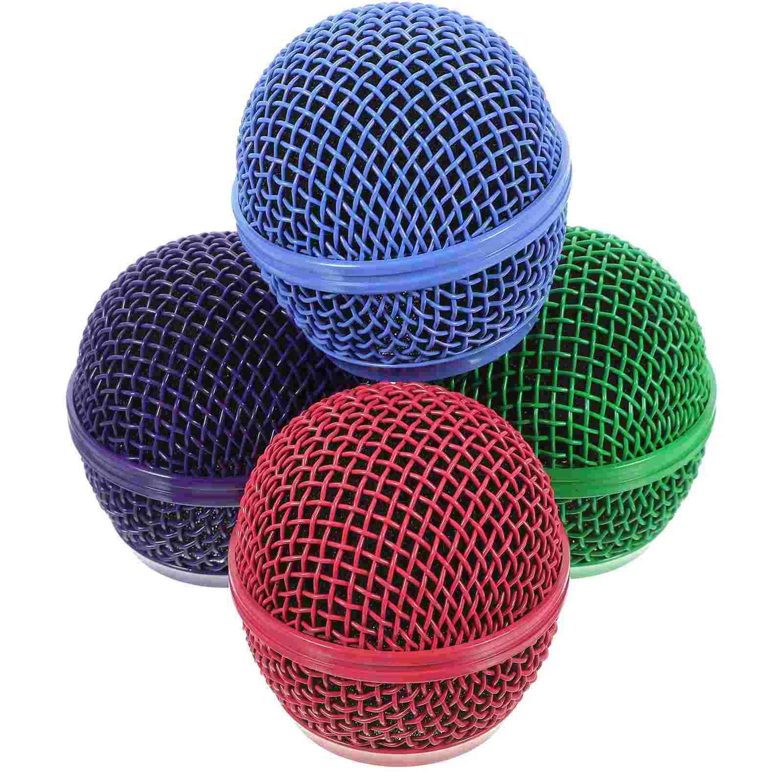 

4 Pcs Microphone Grille Mesh Head Accessories Metal Wired Cover Ball Replacement Wireless