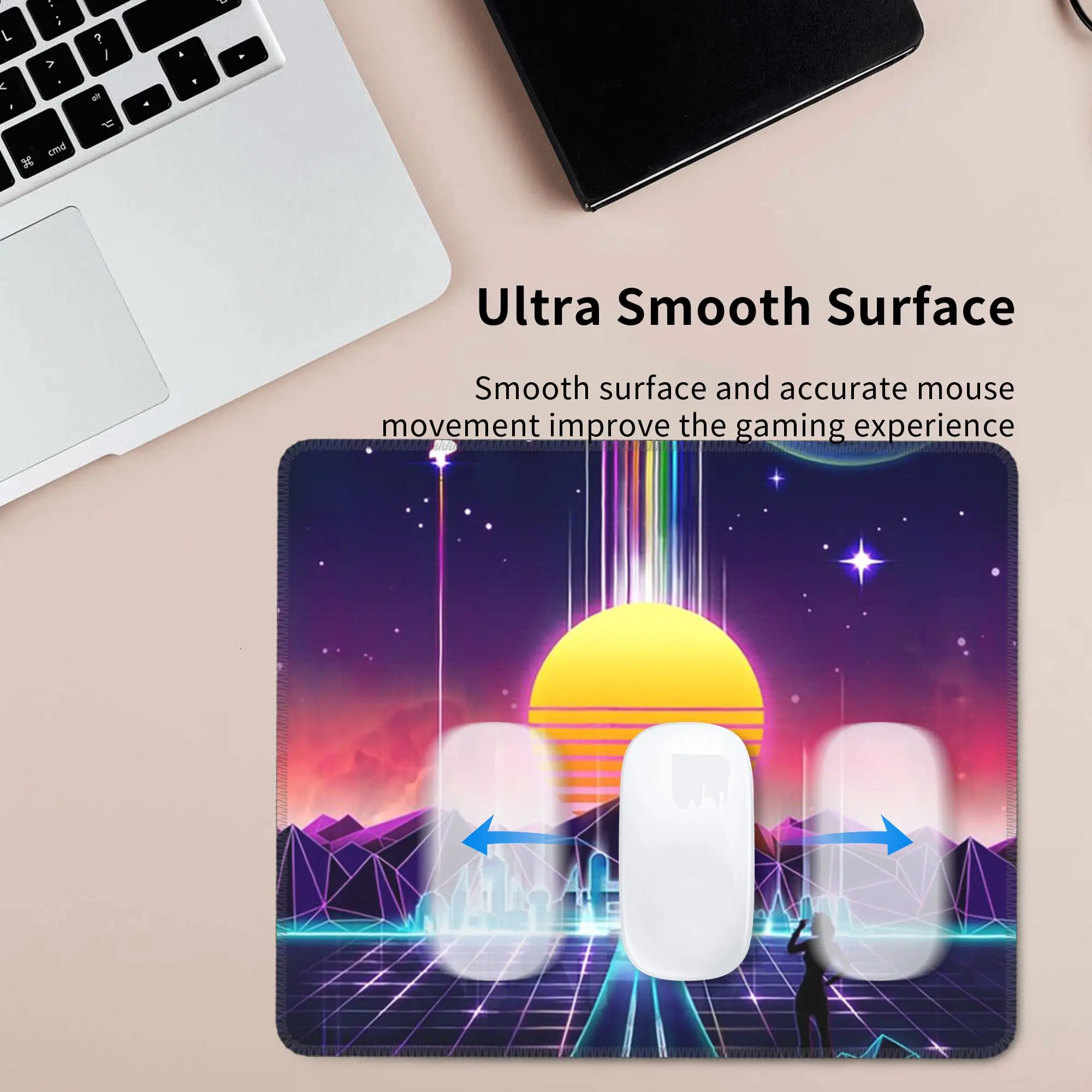 แผ่นรองเมาส์นีออนซันไรส์แป้นพิมพ์คอมพิวเตอร์แผ่นรองเม้าส์สำหรับเล่นเกม PC แล็ปท็อปโต๊ะอุปกรณ์สำนักงานแผ่นรองโต๊ะ