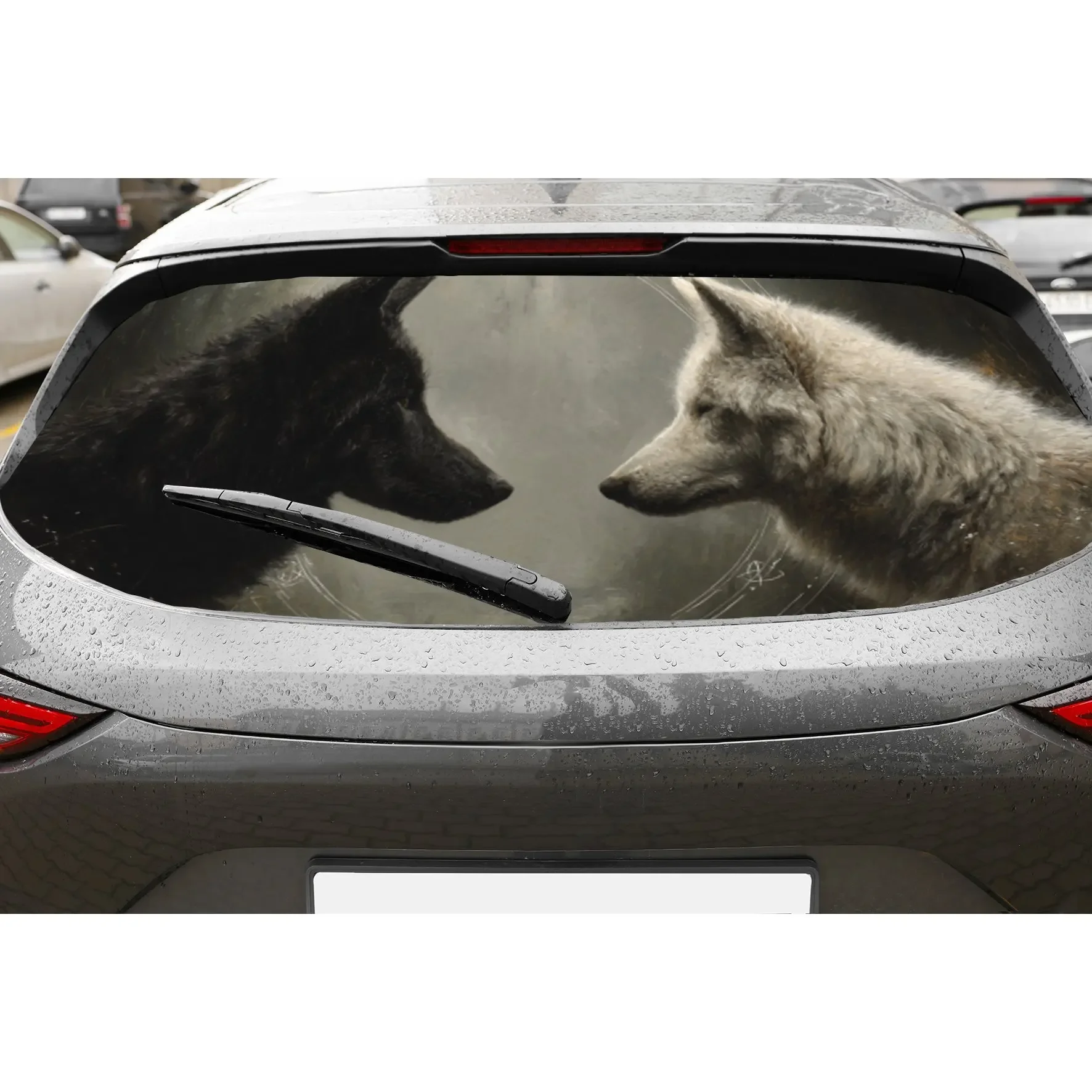 

Mystical Wolf Pair Car Rear Window Sticker, Auto Protection Vinyl Wraps Decal, Waterproof Self-adhesive and Anti-scratch Auto Ex