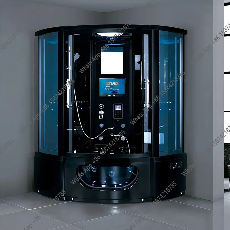 Kk Black Fan-shaped Integrated Bathroom Enclosed Shower Room With Bathtub Steam Room Surfing Massage Wet Steam Room view 2