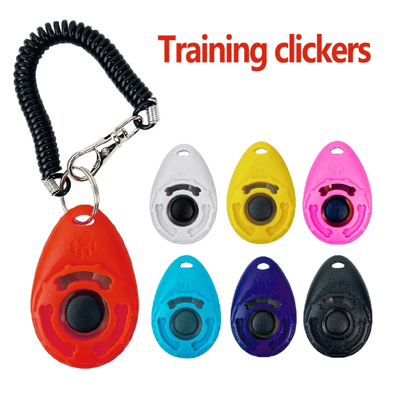 Clicker de treinamento para cães, treinador de clique para cães e gatos, vários estilos, pulseira ajustável, chaveiro com som, repelente de cães,