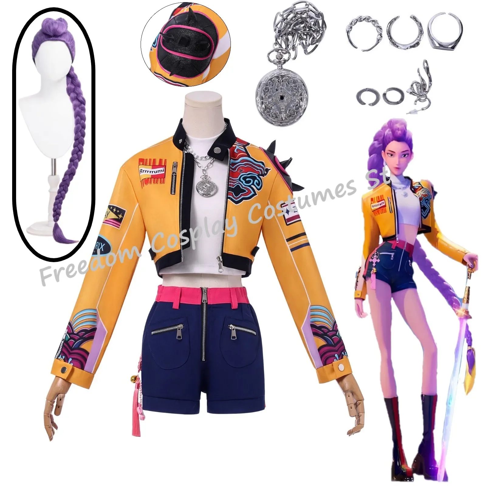 2025 Halloween Anime KPop démon Cos chasseurs Superstar Rumi Cosplay Costume perruque ensemble complet fille groupe Lumi