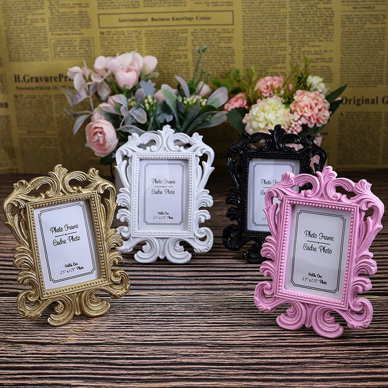 Vintage ID Frame Small Square Photo Frame Baroque Photo Frame Ornament Resin Photo Frame Baroque Retro Classic Fine Decorative