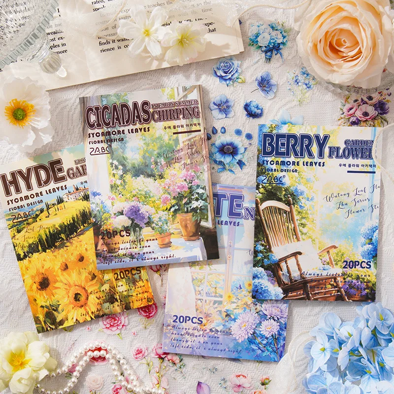 20 قطعة/1 مجموعة Kawaii القرطاسية ملصقات Wuye زهرة العمارة غير المرغوب فيه المجلات الزخرفية سكرابوكينغ لملصقات سجل القصاصات