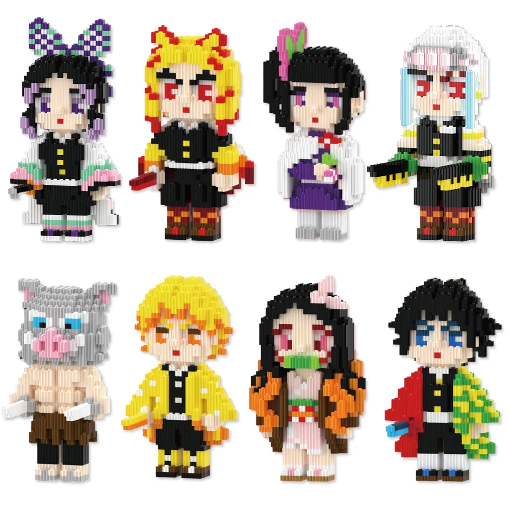جديد شيطان القاتل ماجيك بنة Inosuke Shinobu Giyuu Nezuko Kanawo نموذج تجميعها JP أنيمي لعبة الطوب ل هدية الكريسماس #2