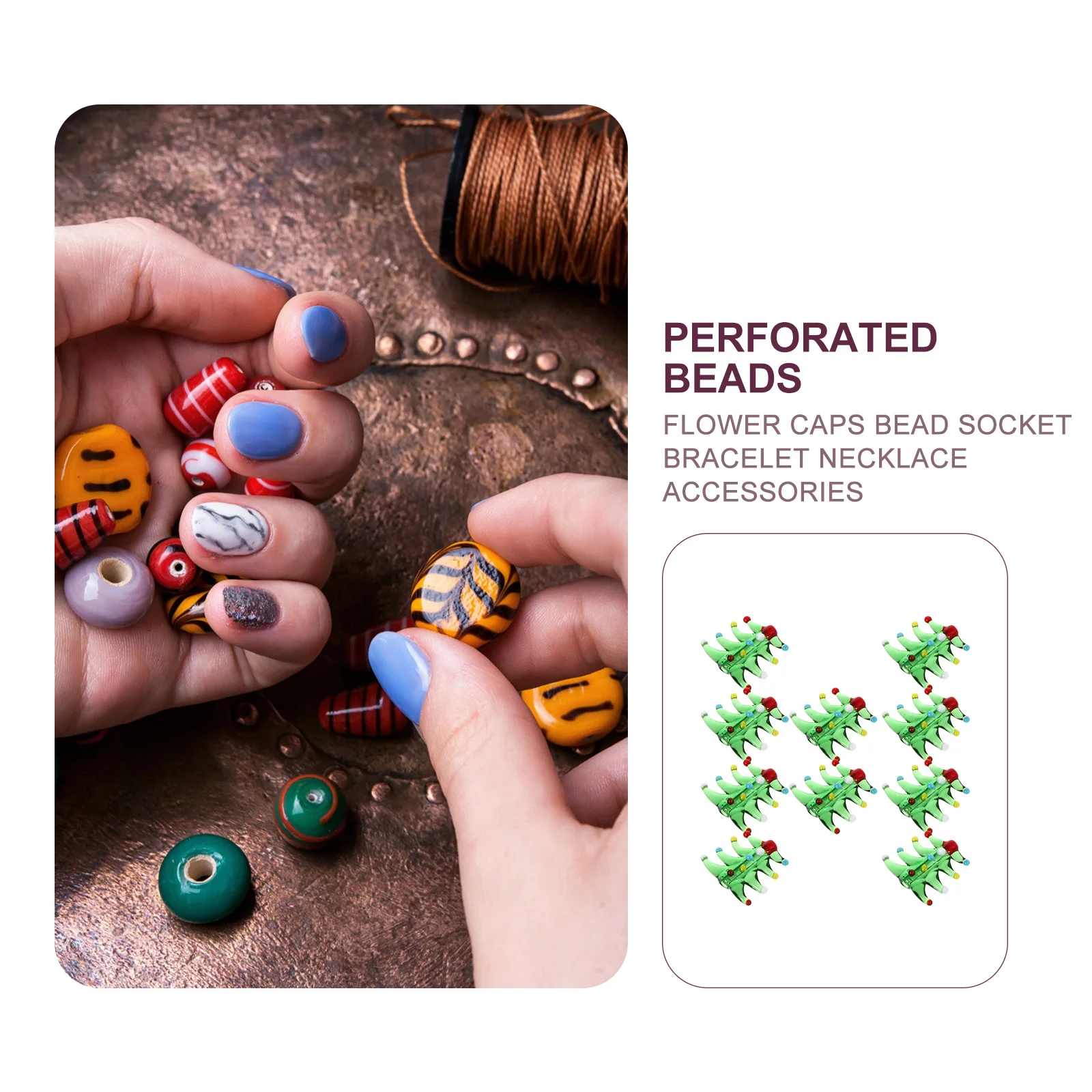 

10Pcs Christmas Tree DIY Beads Glass Loose Spacers for Jewelry Making Bracelets Necklaces Crafts Xmas Tree Shape Beads