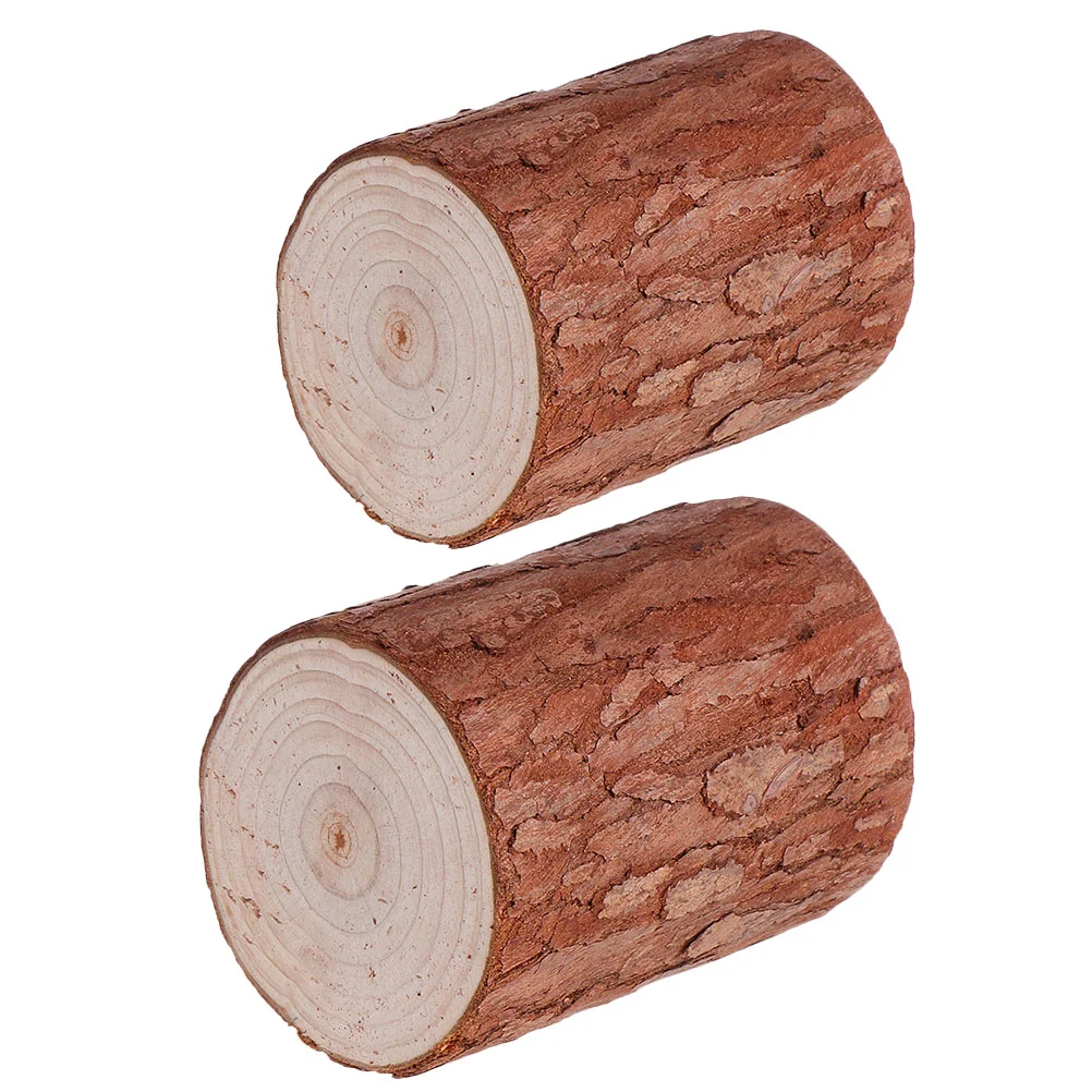 2 Pcs Wood Pile Props Decoration Logs Display Desktop Stump Model Scene Wooden Toy Mini