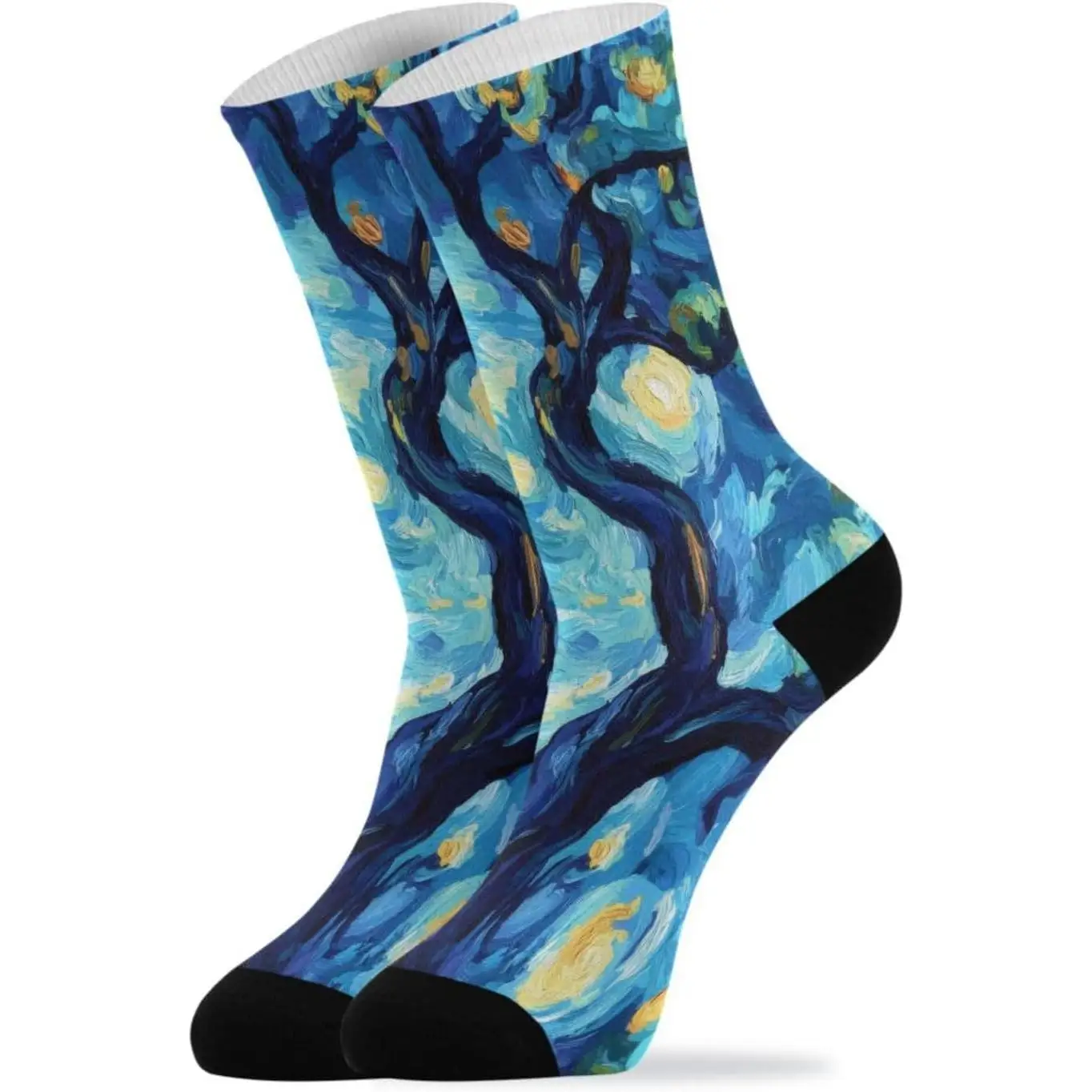 

Style Starry Night Crew Socks Breathable Compression Athletic Socks for Women Men Sport Running Cycling Harajuku Retro Style