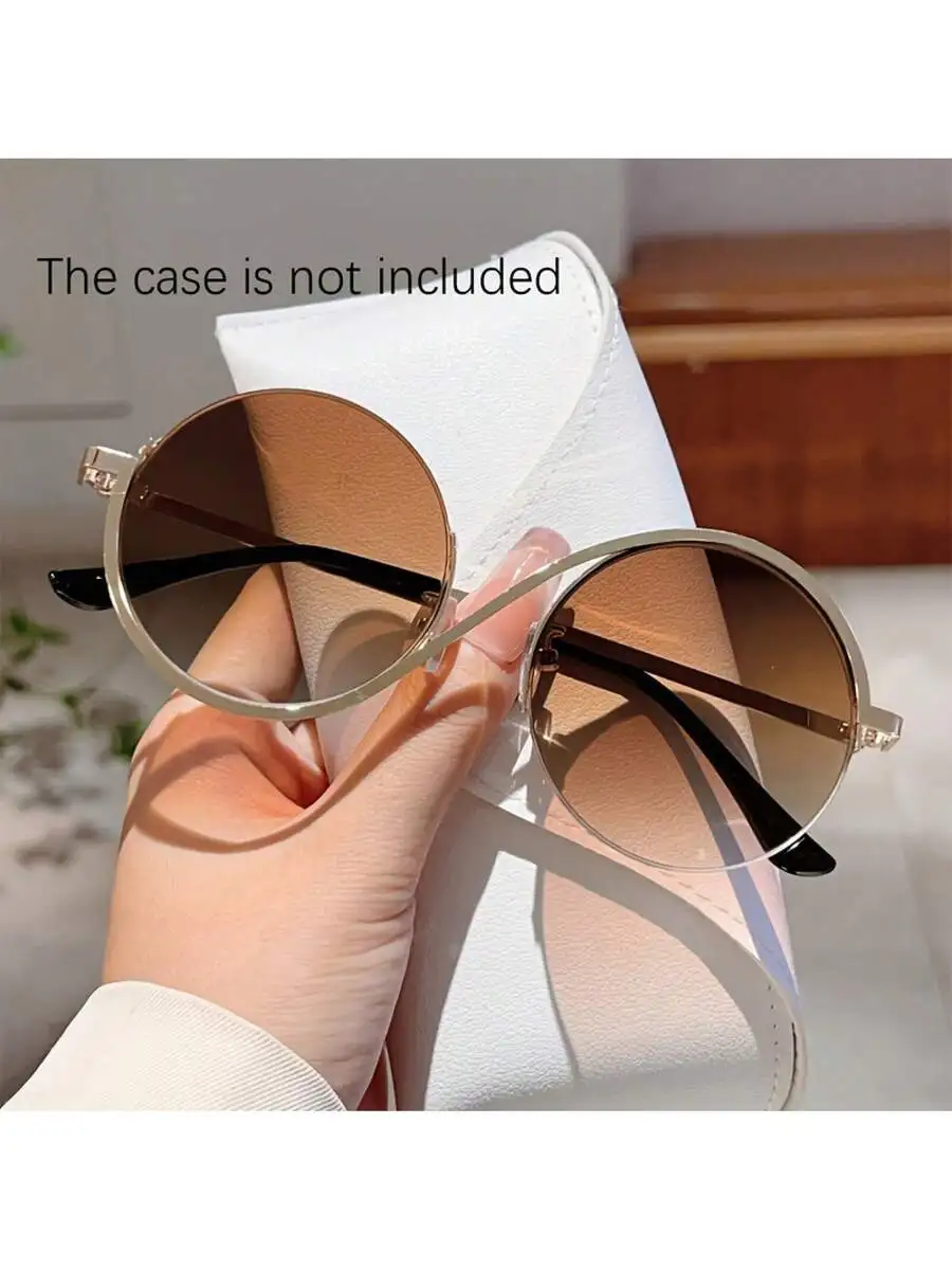 1 Pair Of Women's Oversized Round Frame Glasses - Full Metal Hinge Simple Round Glasses, Lightweight Daily Street/Formal