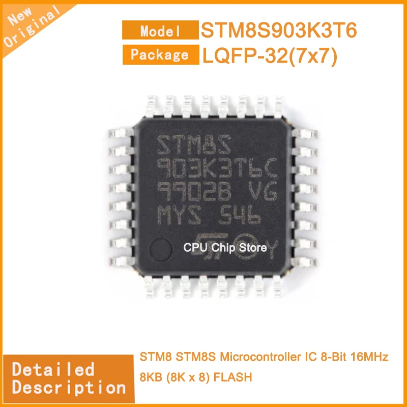 5Pcs/Lot  New Original  STM8S903K3T6C  STM8S903K3T6CTR STM8 STM8S Microcontroller IC 8-Bit 16MHz 8KB (8K x 8) FLASH