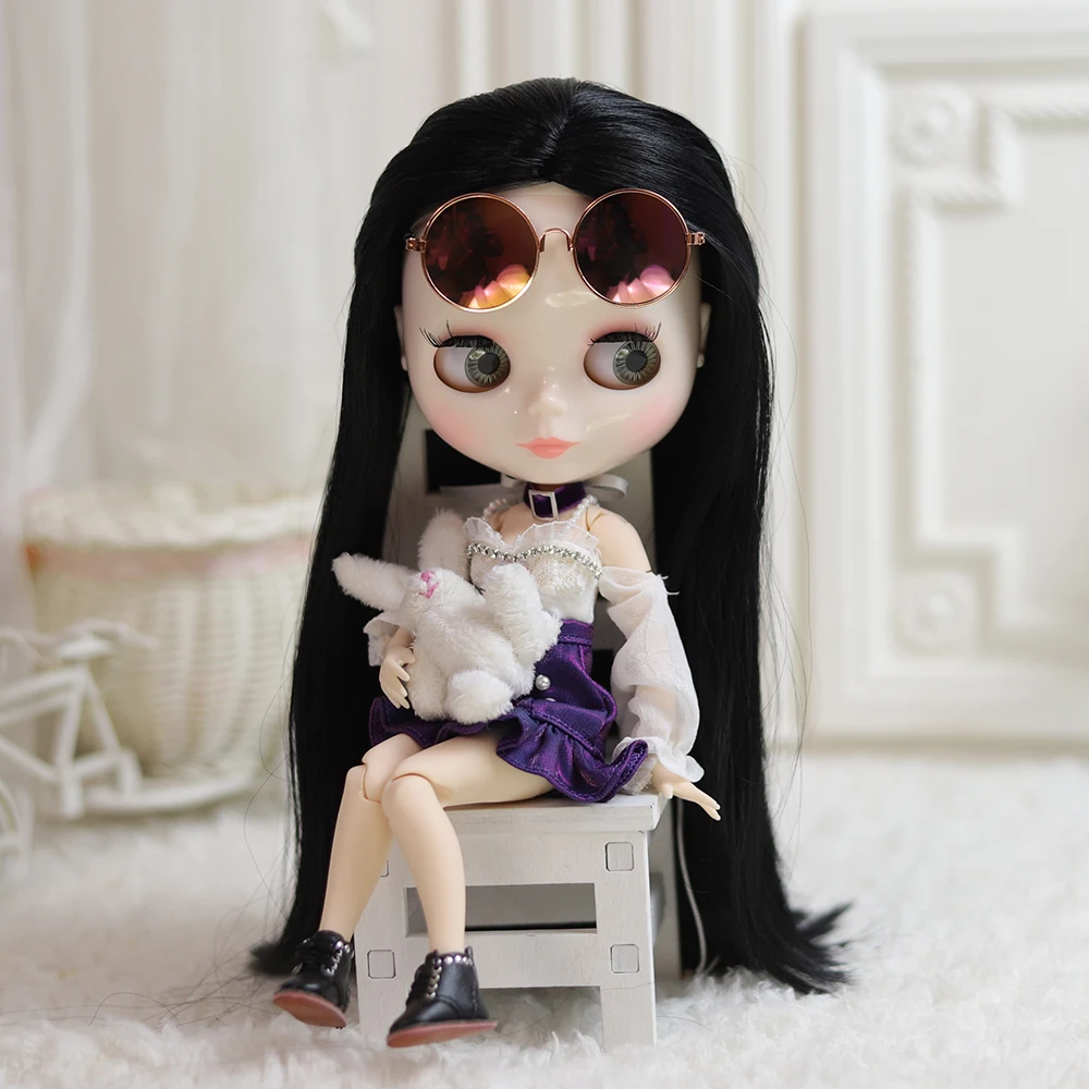 ICY DBS Blythe doll matte face，glossy face black hair nude doll and set doll joint body the gift for boy girl