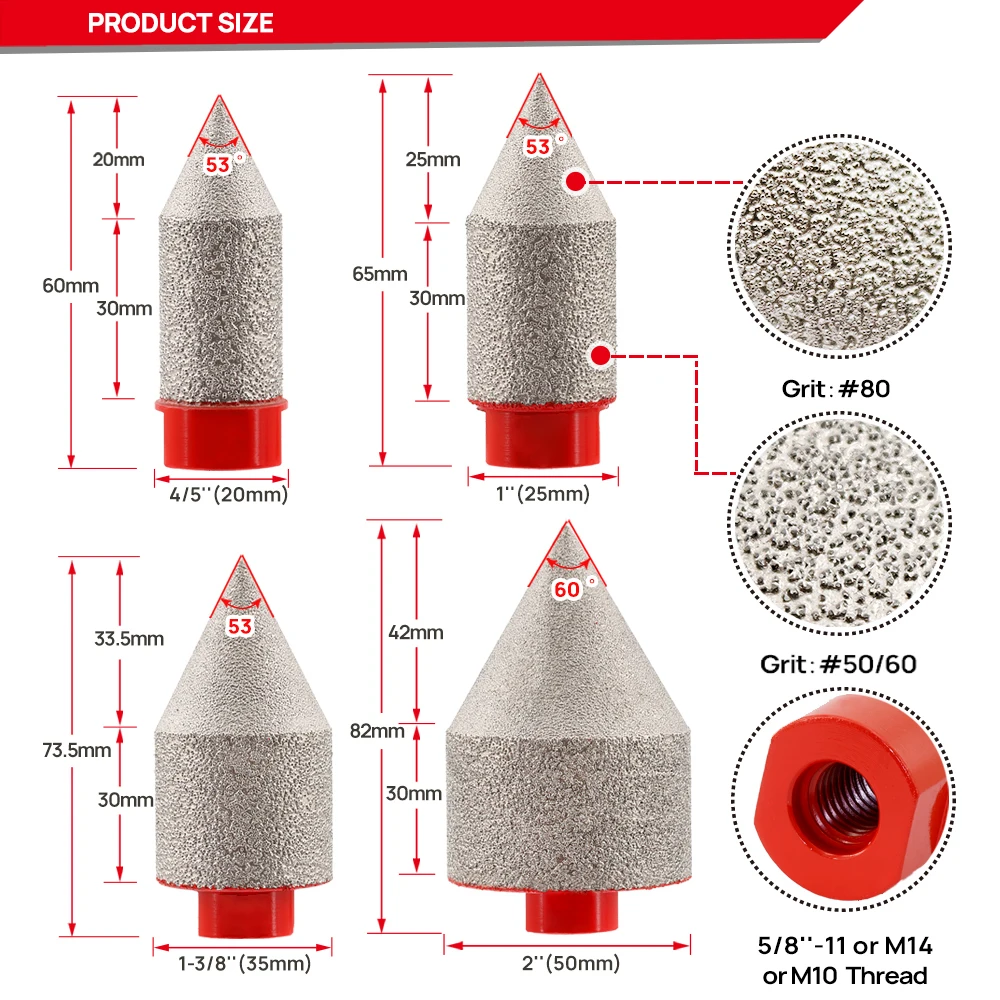 DT-DIATOOL 20/25/35/50mm Diamond Chamfering Drilling Bit M10 M14 5/8\