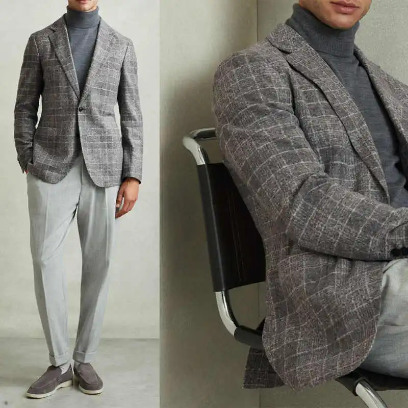 

Men's Suits Explosive Jacket Business Blazer Vintage Street Outwear Lapel Single Breasted Men's Fashion Suit Coat Customized