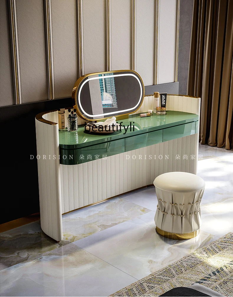

Italian light luxury dresser bedroom new solid wood storage modern simple tail makeup table