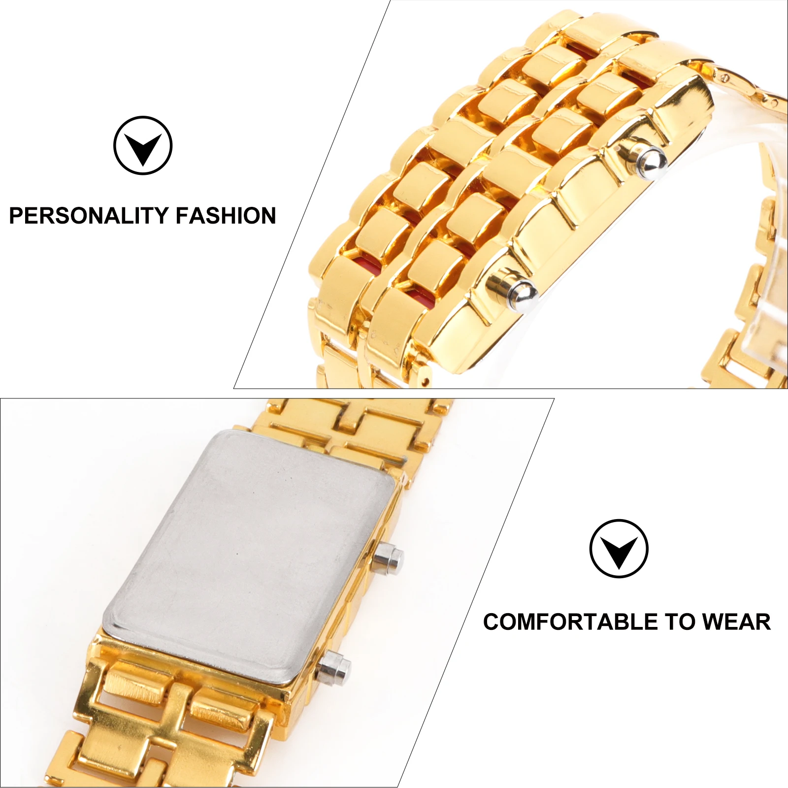 

LED Wrist Watch Red Light Stainless Steel Display Time Date Precise Movement Comfortable Wear Included