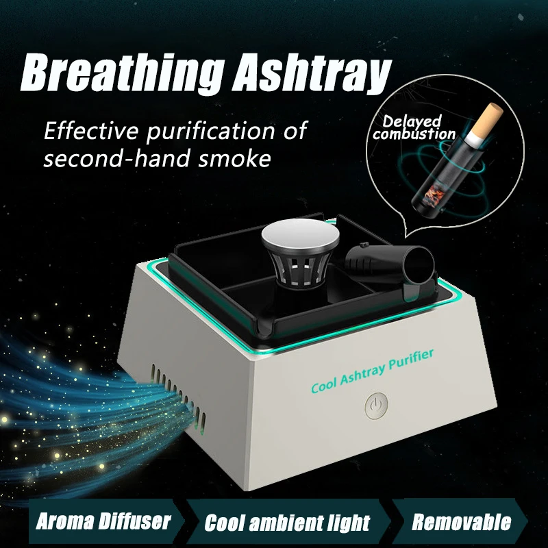 Smart Air Purifier Ashtray with Atmosphere Light for Filtering Second-Hand Smoke From Cigarettes Remove Odor Smoking Accessories