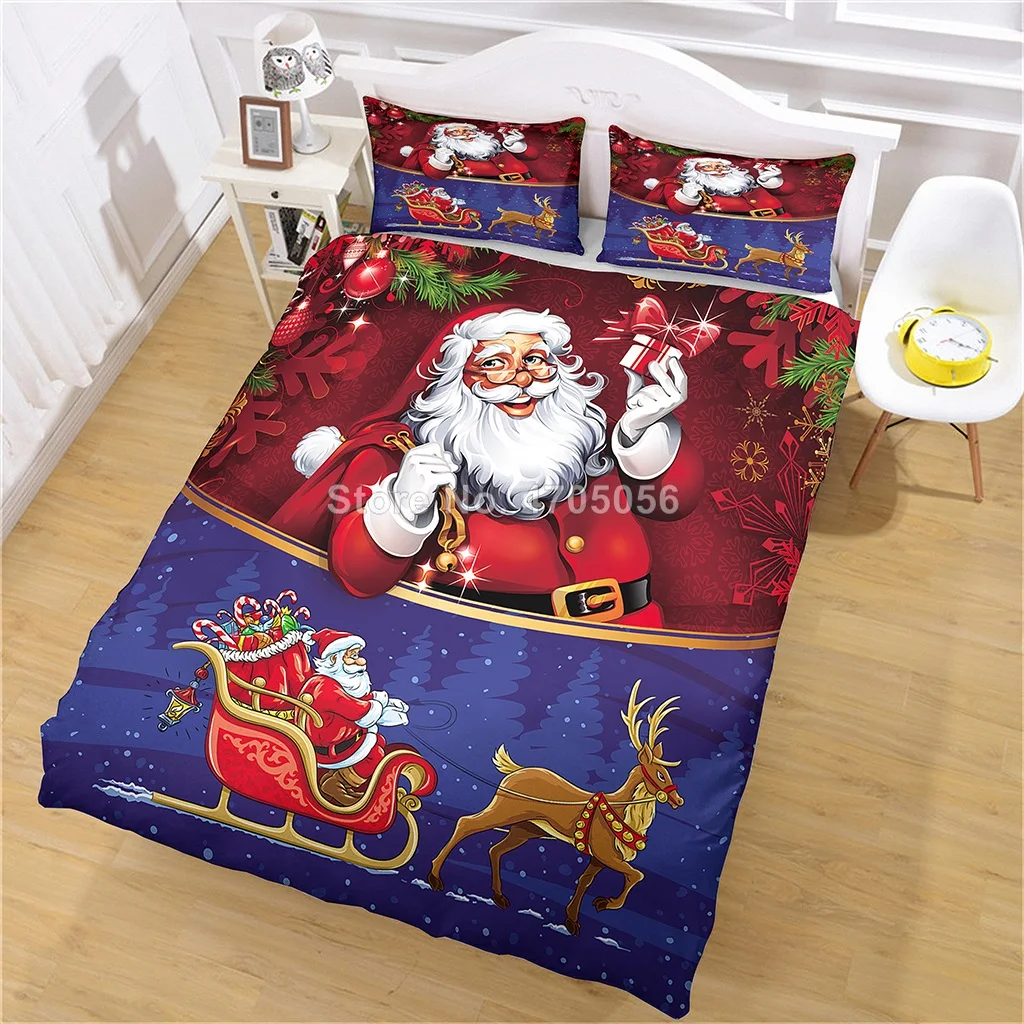 

3Pcs Home Textile Christmas Style 3D Cartoon Bedding Sets Merry Christmas Gift Beddingset Bed Duvet Cover with Pillowcase