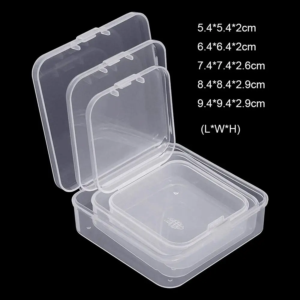 5 Sizse Square Jewelry Beads Container Transparent Storage Box Small Items Case Packing Boxes Fishing Tools Accessories