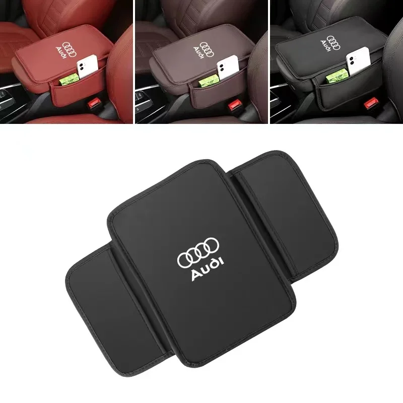 Car Seat Armrest Box Protector Cushion Storage Box Cover Pad For Audi Quattro A3 A4 A6 A5 Q5 Q7 Q3 A7 A8 TT SLine RS S3 S4 S5 