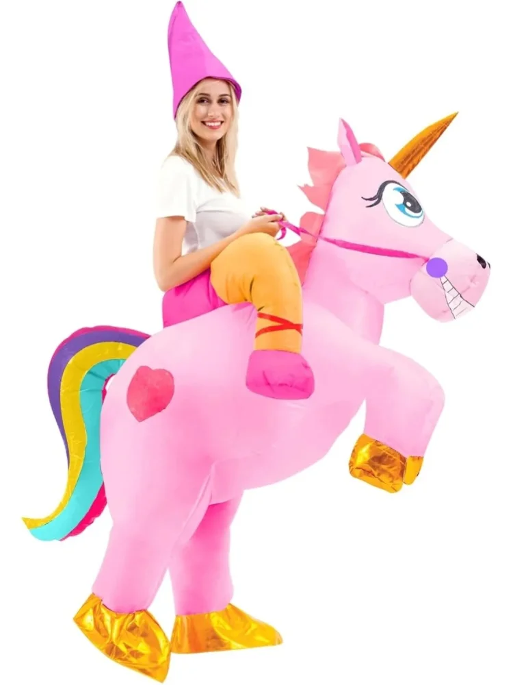 Sloosh Creations Halloween Aufblasbares Kostüm für Erwachsene, Einhorn-Reitkostüm für Cosplay-Themenpartys