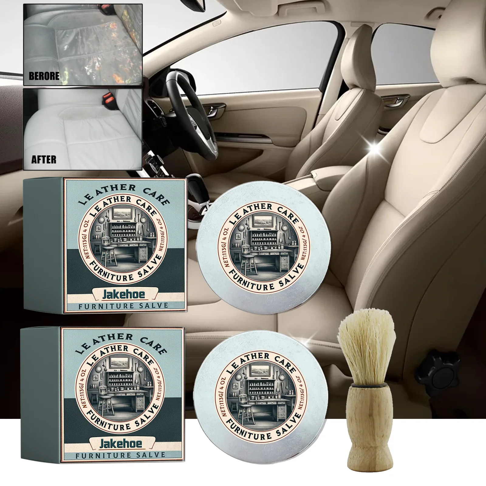 

113g Leather Oil for Furniture and Seats - Nourishes Leather, Prevents Drying, Repairs Damage, Ideal for Leather Care