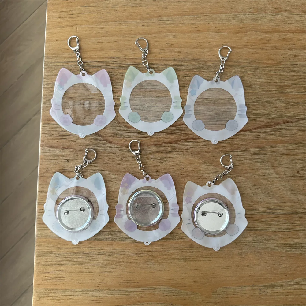 Cute Cat Pattern 58mm Badge Sleeve, Button Pin Protector Bag, Brooch Display Storage Pouch, Gumi Collectible Protective Cover