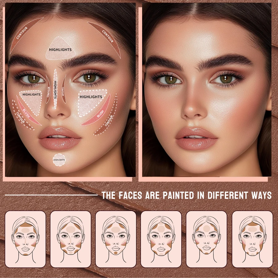 Rosto contorno bronzer vara rosto iluminar iluminador barra shimmer iluminador blush vara corretivo creme maquiagem cosméticos