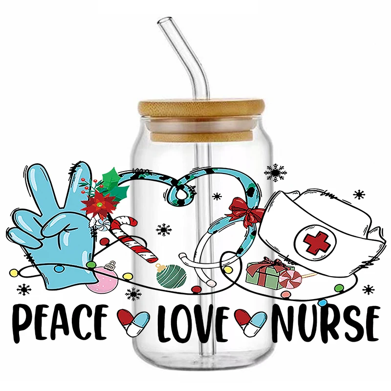 Nurse Design UV DTF Wraps Stickers Cute Wraps For 16oz Glasses Cups 3D UV Decals Strong Waterproof Custom Decals