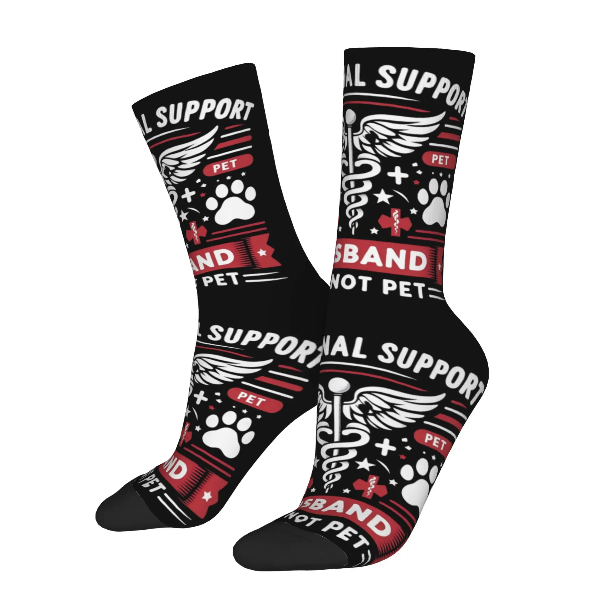 1 Pair Funny Happy Men's Sock Emotional Support Husband Vintage Harajuku Emotional Support Husband Hip Hop Novelty Seamless Sock