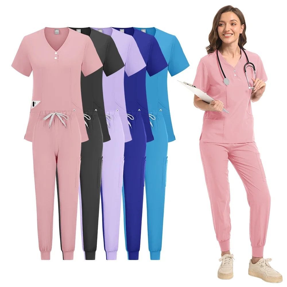 

Wholesale Multicolor Women Wear Scrub Set Doctor Hospital Medical Surgical Uniform Doctor Workwear Nurse Scrubs Set Jogger Suit